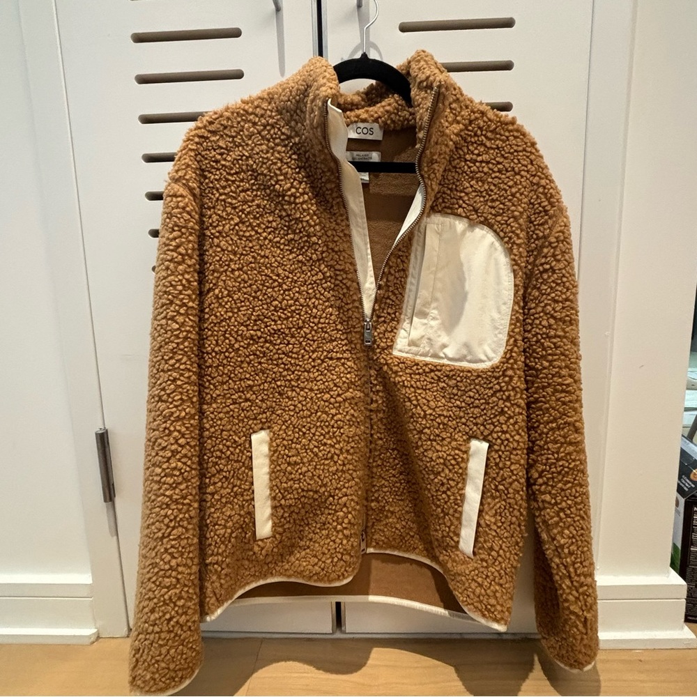 COS brown teddy fleece jacket